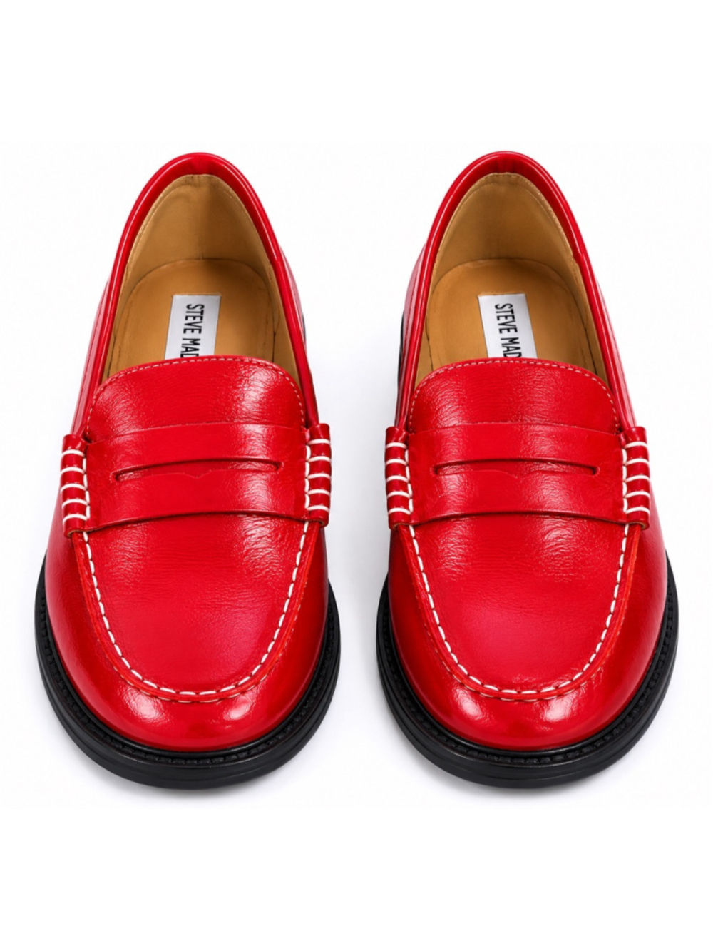 Steve Madden Red Leather Penny Loafers Women’s Size 9.5 Classic Preppy Chic - Picture 2 of 9